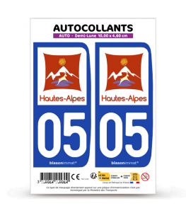 05 Hautes-Alpes - Département | Autocollant plaque immatriculation