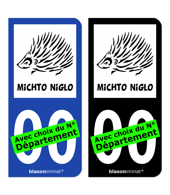 Hérisson - Michto Niglo | Autocollant plaque immatriculation