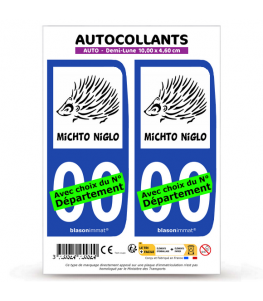 Hérisson - Michto Niglo | Autocollant plaque immatriculation