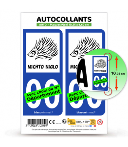 Hérisson - Michto Niglo | Autocollant plaque immatriculation