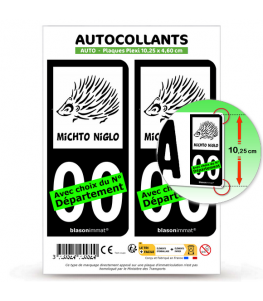 Hérisson - Michto Niglo | Autocollant plaque immatriculation