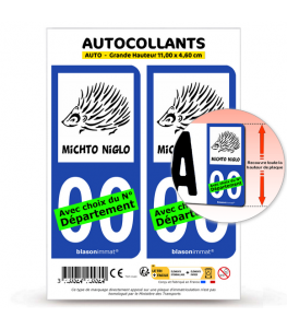 Hérisson - Michto Niglo | Autocollant plaque immatriculation