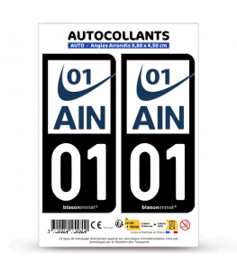 01 Ain - Département | Autocollant plaque immatriculation