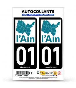 01 Ain - Régions Naturelles | Autocollant plaque immatriculation