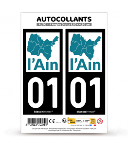 01 Ain - Régions Naturelles | Autocollant plaque immatriculation