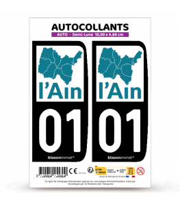 01 Ain - Régions Naturelles | Autocollant plaque immatriculation