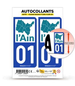 01 Ain - Régions Naturelles | Autocollant plaque immatriculation