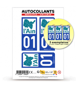 01 Ain - Régions Naturelles | Autocollant plaque immatriculation