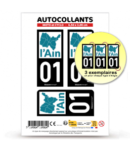 01 Ain - Régions Naturelles | Autocollant plaque immatriculation