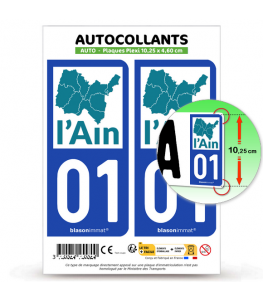 01 Ain - Régions Naturelles | Autocollant plaque immatriculation