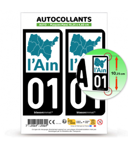 01 Ain - Régions Naturelles | Autocollant plaque immatriculation