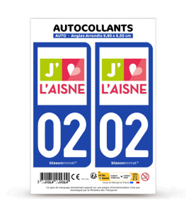 02 Aisne - Tourisme | Autocollant plaque immatriculation