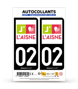 02 Aisne - Tourisme | Autocollant plaque immatriculation