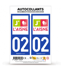 02 Aisne - Tourisme | Autocollant plaque immatriculation