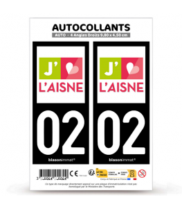 02 Aisne - Tourisme | Autocollant plaque immatriculation