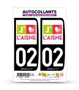 02 Aisne - Tourisme | Autocollant plaque immatriculation