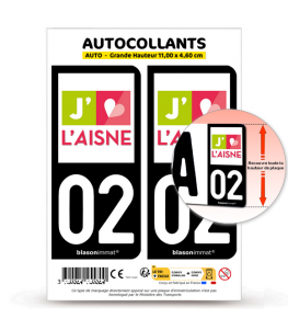 02 Aisne - Tourisme | Autocollant plaque immatriculation