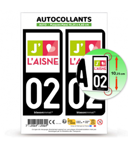 02 Aisne - Tourisme | Autocollant plaque immatriculation