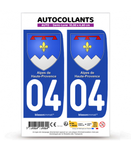 04 Alpes-de-Haute-Provence - Armoiries | Autocollant plaque immatriculation