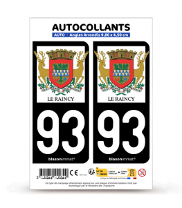 93 Le Raincy - Armoiries | Autocollant plaque immatriculation