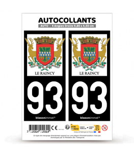 93 Le Raincy - Armoiries | Autocollant plaque immatriculation