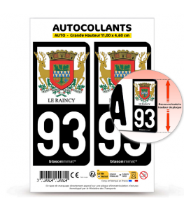 93 Le Raincy - Armoiries | Autocollant plaque immatriculation