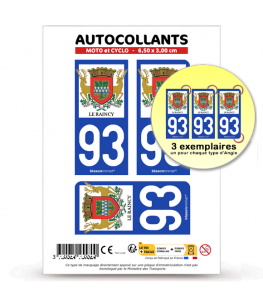 93 Le Raincy - Armoiries | Autocollant plaque immatriculation