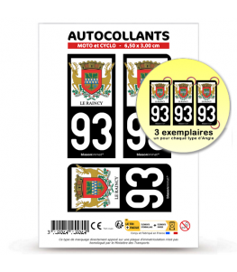 93 Le Raincy - Armoiries | Autocollant plaque immatriculation