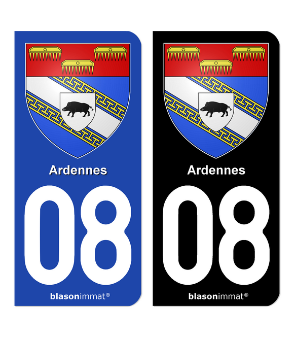 08 Ardennes - Armoiries | Autocollant plaque immatriculation