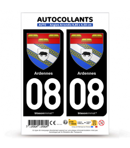 08 Ardennes - Armoiries | Autocollant plaque immatriculation