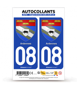 08 Ardennes - Armoiries | Autocollant plaque immatriculation