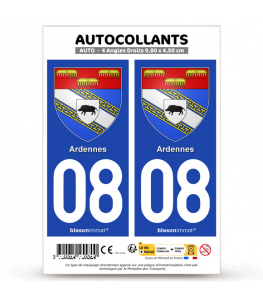 08 Ardennes - Armoiries | Autocollant plaque immatriculation