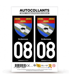 08 Ardennes - Armoiries | Autocollant plaque immatriculation