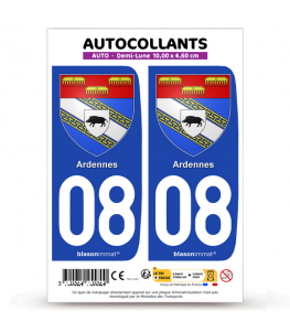 08 Ardennes - Armoiries | Autocollant plaque immatriculation