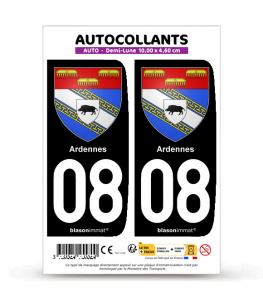 08 Ardennes - Armoiries | Autocollant plaque immatriculation