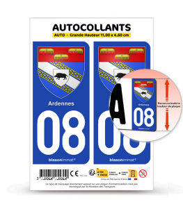 08 Ardennes - Armoiries | Autocollant plaque immatriculation