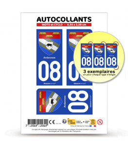 08 Ardennes - Armoiries | Autocollant plaque immatriculation