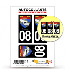 08 Ardennes - Armoiries | Autocollant plaque immatriculation