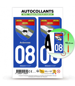 08 Ardennes - Armoiries | Autocollant plaque immatriculation