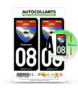 08 Ardennes - Armoiries | Autocollant plaque immatriculation