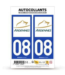 08 Ardennes - Département | Autocollant plaque immatriculation