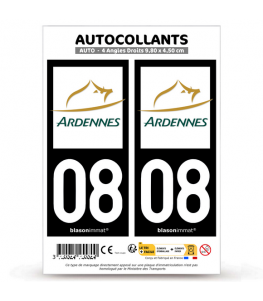 08 Ardennes - Département | Autocollant plaque immatriculation