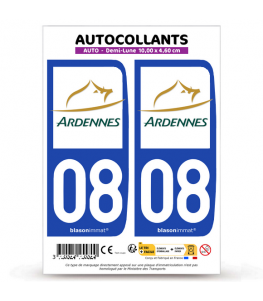 08 Ardennes - Département | Autocollant plaque immatriculation