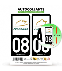 08 Ardennes - Département | Autocollant plaque immatriculation