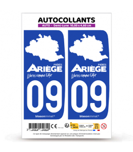 09 Ariège - Pyrénées Libres | Autocollant plaque immatriculation