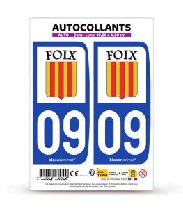 09 Foix - Ville | Autocollant plaque immatriculation