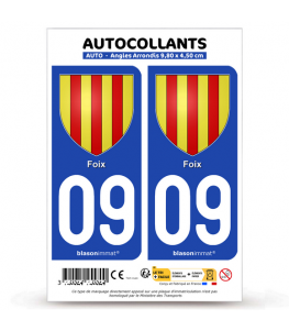 09 Foix - Armoiries | Autocollant plaque immatriculation