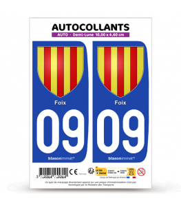 09 Foix - Armoiries | Autocollant plaque immatriculation