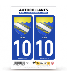 10 Aube - Armoiries | Autocollant plaque immatriculation