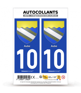 10 Aube - Armoiries | Autocollant plaque immatriculation